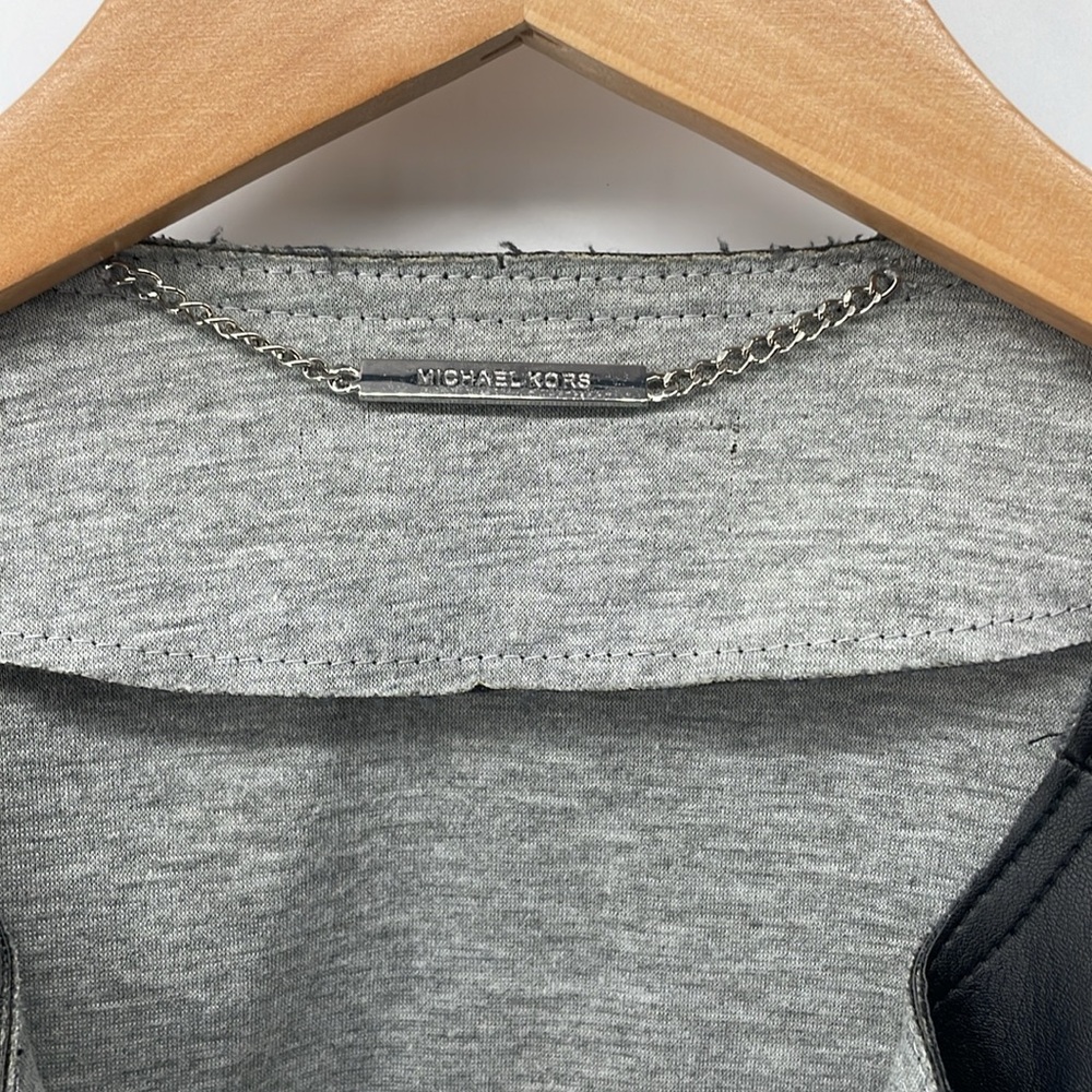 Michael Kors Faux Leather Moto Jacket in Black Gray M A13 - Picture 3 of 5